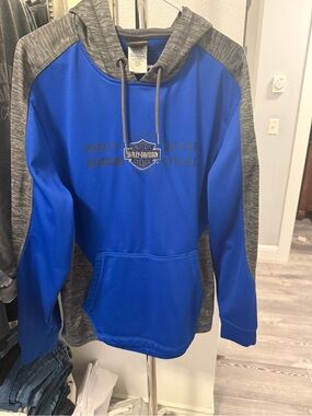 Harley-Davidson Blue and Gray Hooded Sweater